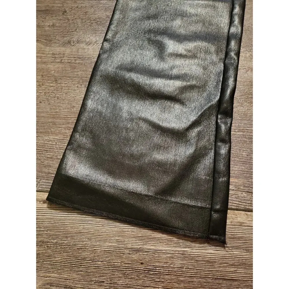 Babaton ARITZIA Women's Black Faux Leather Straight Pants Sz 00 Midrise (V4